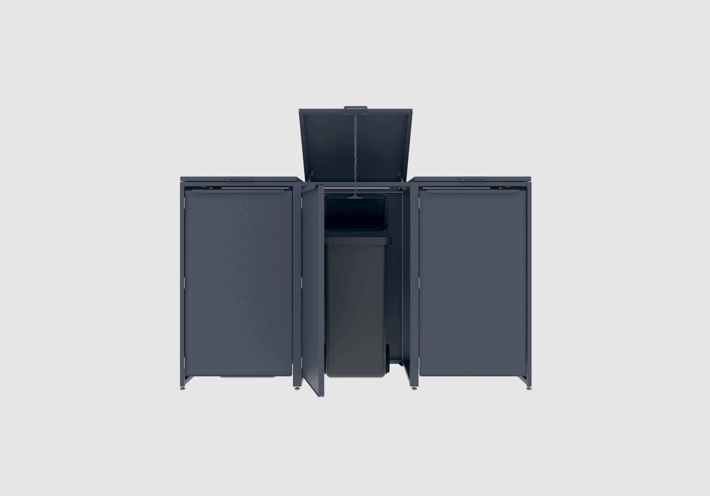 Kliko-ombouw met deksel | Rock | open deksel