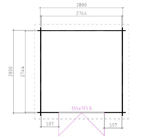 Blokhut 28mm | 280 x 280cm | compleet geleverd