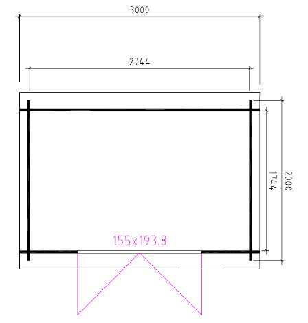 Blokhut 28mm | 280 x 180cm Lessenaar | compleet geleverd