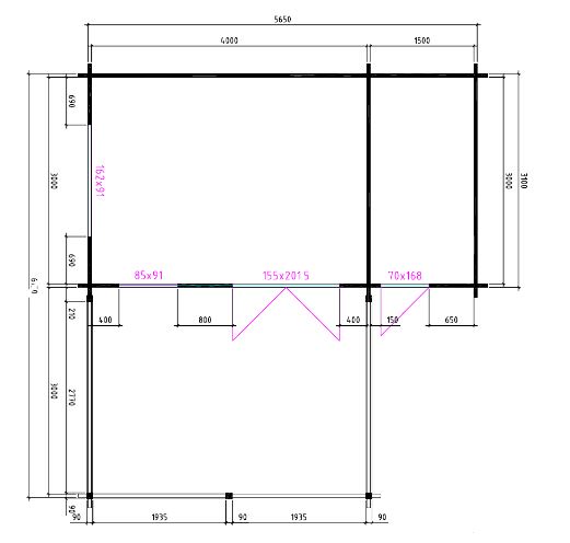 Blokhut 28mm | 300 x 300cm + luifel | compleet geleverd (kopie)