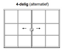 Metallook glazen schuifwanden | Breedte tot 400cm x Hoogte tot 250cm | Dubbel schuivend