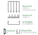 Basic glazen schuifwand | 3 rail | breedte 234 t/m 297cm