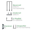 Basic glazen schuifwand | 3 rail | breedte 234 t/m 297cm