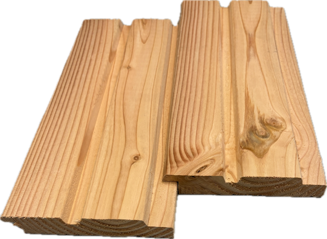 Douglas Rhombus Grooved Profiel 26x140 mm Gedroogd en Geschaafd