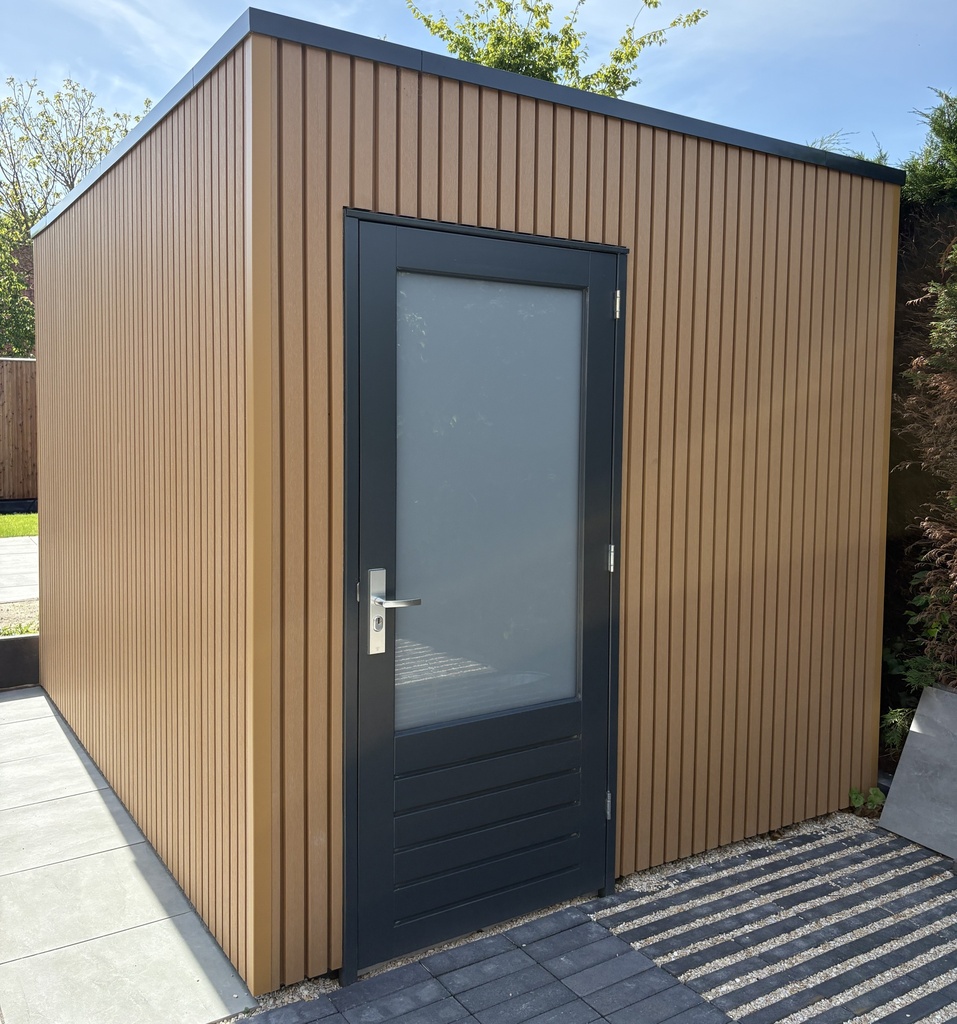 Luxe hardhout enkele deur | mat gelaagd glas | incl. hang- en sluitwerk