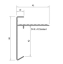 Daktrim recht | RAL 9005 mat | 60x45x2500mm