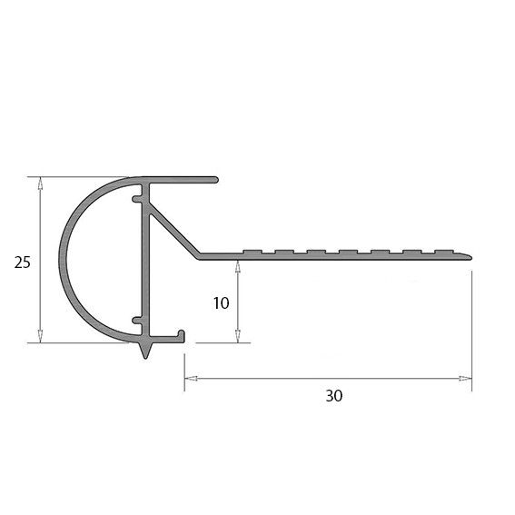 Daktrim kraal | gemoffeld RAL 9005 mat | 25x50x2500mm