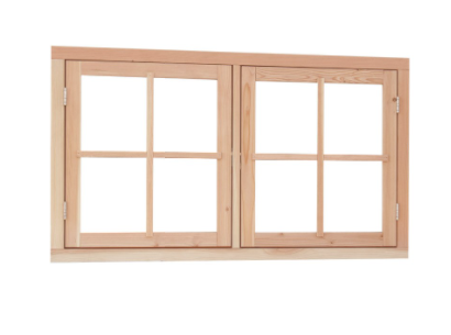 Uitzetraam dubbel | enkelglas 8-ruits | 140x81cm | onbehandeld douglas
