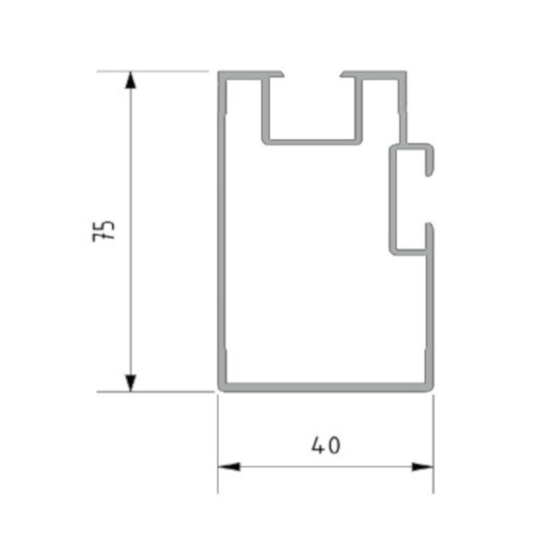 Python rail 75mm hoog &amp; 4000mm lang