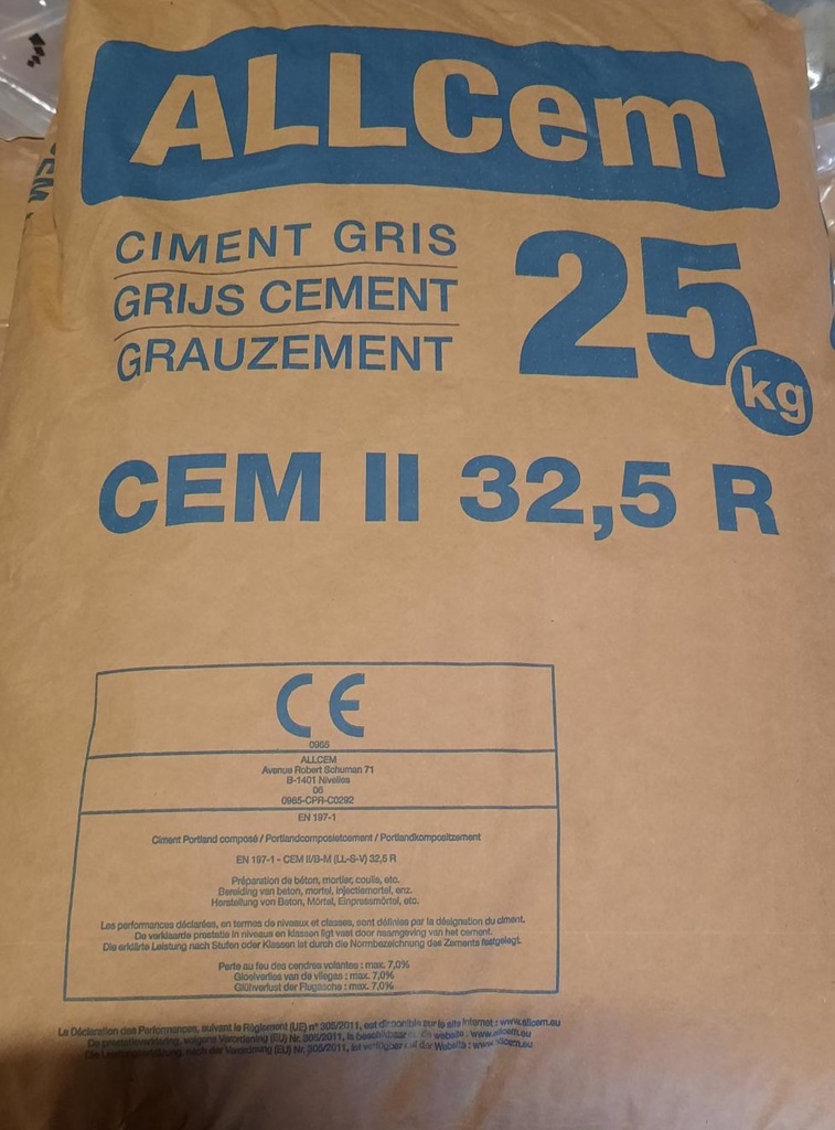NIET MEER IN HET ASSORTIMENT -&gt; ALLCem portland grijs cement 32.5R 25kg