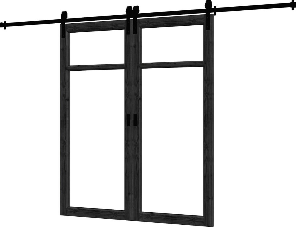Steel Look schuifdeur dubbel Douglas | dubbel glas | incl. hang- en sluitwerk