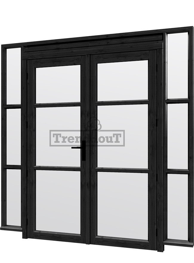 Steel Look raam met dubbele openslaande deuren | dubbel glas | incl. bevestigingsmaterialen