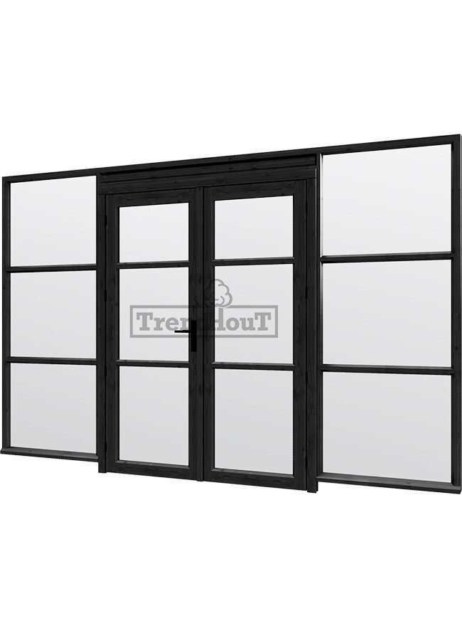 Steel Look raam met dubbele openslaande deuren | dubbel glas | incl. bevestigingsmaterialen