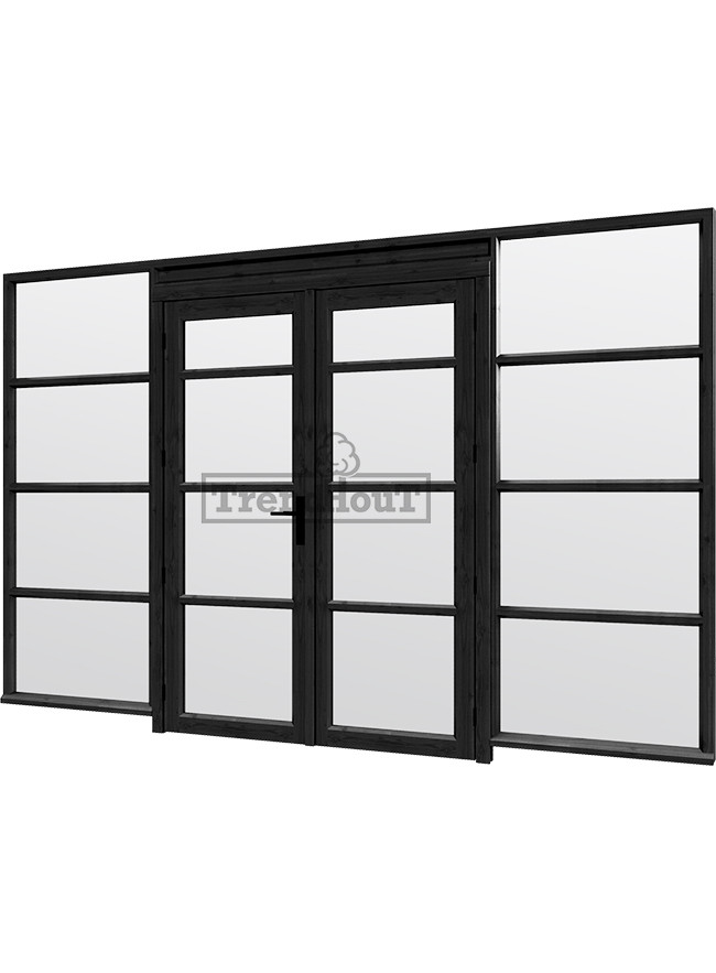 Steel Look raam met dubbele openslaande deuren | dubbel glas | incl. bevestigingsmaterialen