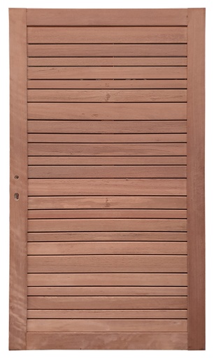 [FC.2251] Modern tuinpoort Rhombus | mix breedte latten | Keruing hardhout geschaafd