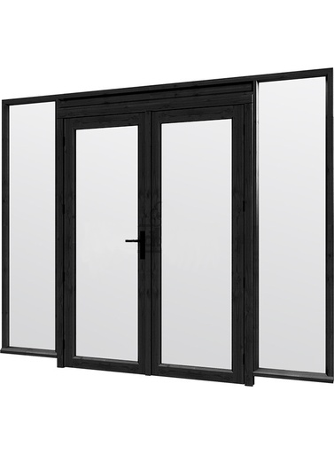 Steel Look raam 276cm met dubbele openslaande deuren | dubbel glas | incl. bevestigingsmaterialen