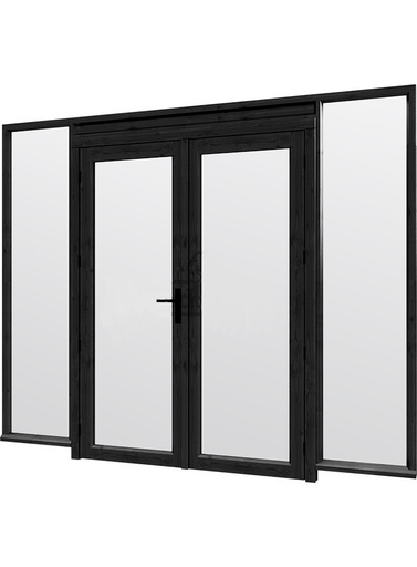 Steel Look raam met dubbele openslaande deuren | dubbel glas | incl. bevestigingsmaterialen