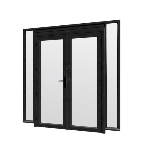 Steel Look raam 223cm met dubbele openslaande deuren | dubbel glas | incl. bevestigingsmaterialen