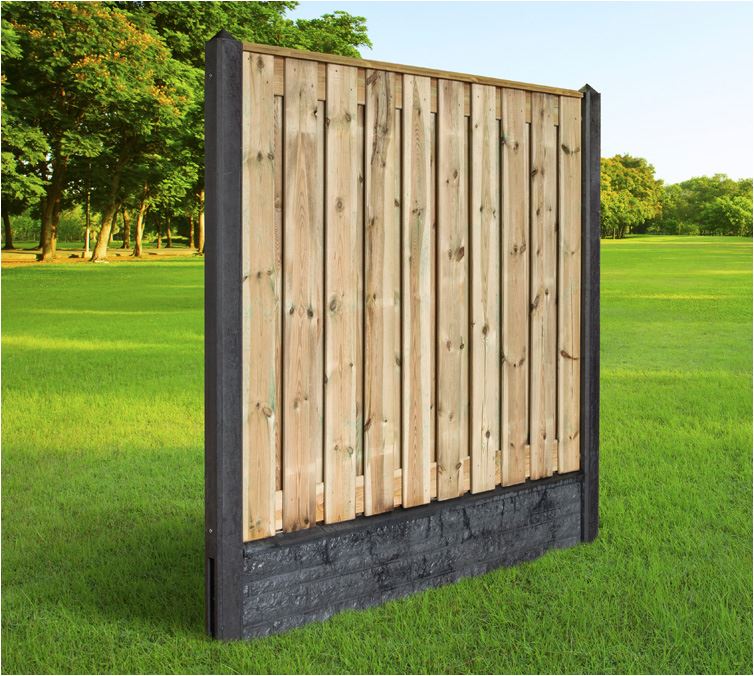 Hout &amp; Beton schutting incl. plaatsing | Deluxe onderplaat