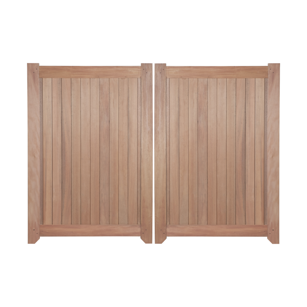 Dubbele hardhout poort 180cm hoog | 5 breedte varianten
