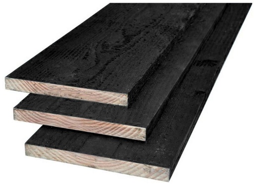 Plank douglas | 2.2x20cm | fijnbezaagd en 2x zwart gespoten