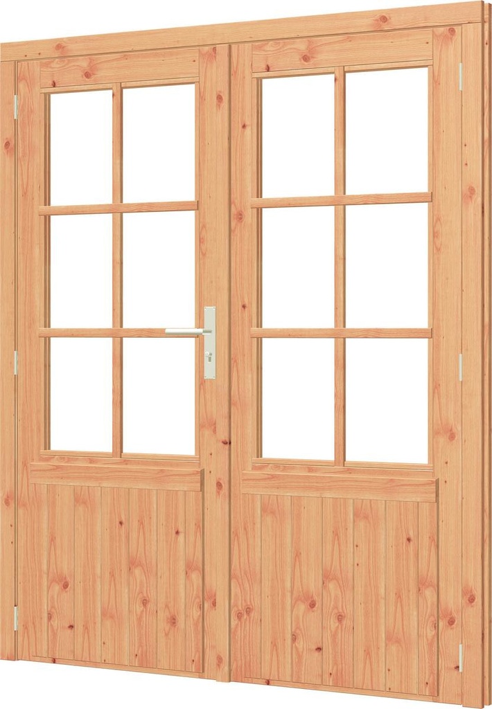 Paneeldeur dubbel met kozijn douglas | borstwering 68.7cm | enkel glas | incl. hang- en sluitwerk