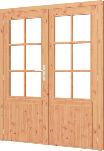 Paneeldeur dubbel met kozijn douglas | borstwering 68.7cm | enkel glas | incl. hang- en sluitwerk