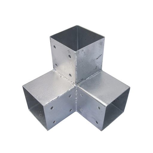 [HV-22 812677] Hoekverbinding hoekmodel voor drie palen 90x90x2mm vuurverzinkt incl. schroeven
