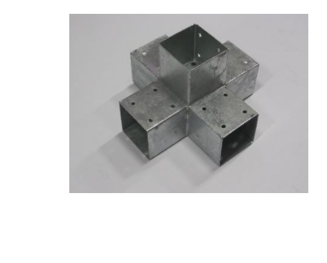 [811366 HV-24] Hoekverbinding Kruismodel voor 5 palen 90x90x2mm vuurverzinkt incl. schroeven