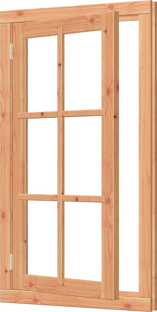Vleugelraam | enkelglas 6-ruits | 67.4x129.6cm | douglas | incl. hang- en sluitwerk